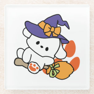 Paw-some Witch in Training - Schattigee Halloween- Glazen Onderzetter