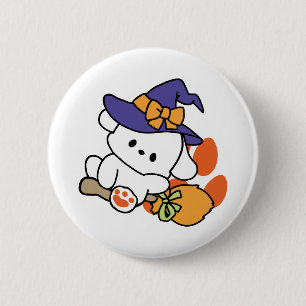 Paw-some Witch in Training - Schattigee Halloween- Ronde Button 5,7 Cm