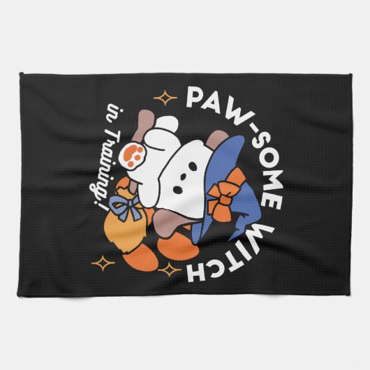 Paw-some Witch in Training - Schattigee Halloween- Theedoek (Horizontaal)