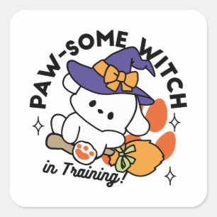Paw-some Witch in Training - Schattigee Halloween- Vierkante Sticker