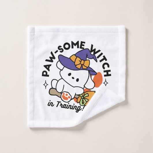 Paw-some Witch in Training - Schattigee Halloween- Washandje (Wasdoekje)