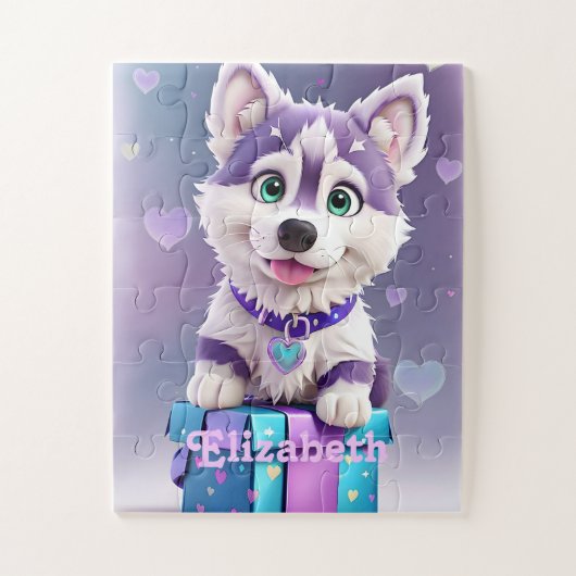 Paw-sommige Cadeaus Husky Puppy Celebrates Legpuzzel (Verticaal)