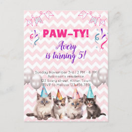 Paw-ty Kittens Kids Verjaardagsfeestuitnodigingen Uitnodiging Briefkaart