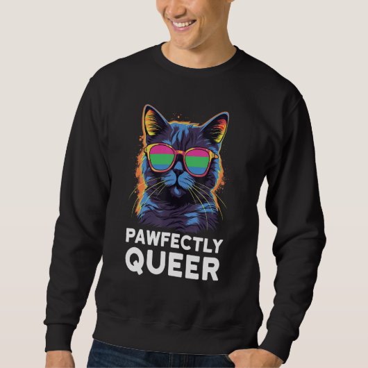 Pawfectly Queer  Cat With Sunglasses Polysexual Pr Trui (Voorkant)