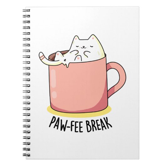 Pawfee Break Funny Kitty Cat in een Mok koffie Notitieboek (Voorkant)