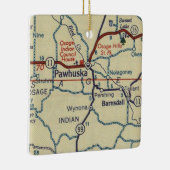 Pawhuska OK Retro Map Keramisch Ornament (Rechts)
