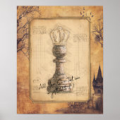Pawn King / Queen  ouderwets schaakgeschenk Poster (Voorkant)
