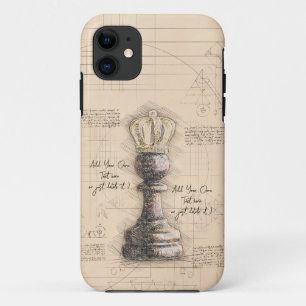 Pawn King / Queen, ouderwetse  kunst. Cadeau iPhone 11 Hoesje