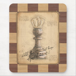 "Pawn King / Queen" schaakbordgeschenk Muismat