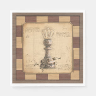 "Pawn King / Queen" schaakbordspeler cadeau Servet