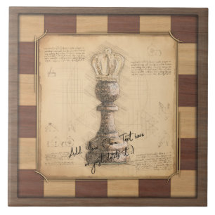 "Pawn King / Queen" schaakbordspeler cadeau Tegeltje