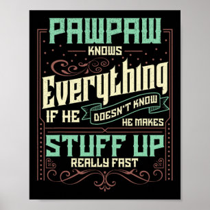 Pawpaw-shirt Pawpaw-shirts voor mannen Pawpaw weet Poster