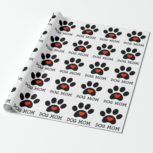 Pawprint Dog Mama Cadeaupapier (Uitgerold)