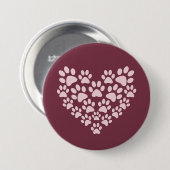 Pawprint hart ronde button 7,6 cm (Voorkant /achterkant)