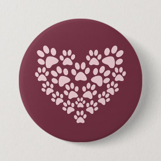 Pawprint hart ronde button 7,6 cm