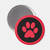 Pawprint Magnet in rood en zwart Magneet (Voorkant / Achterkant)