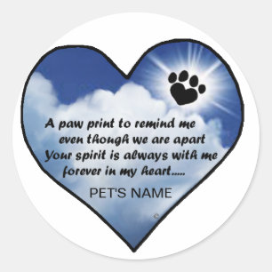Pawprint Memorial Gedicht Ronde Sticker