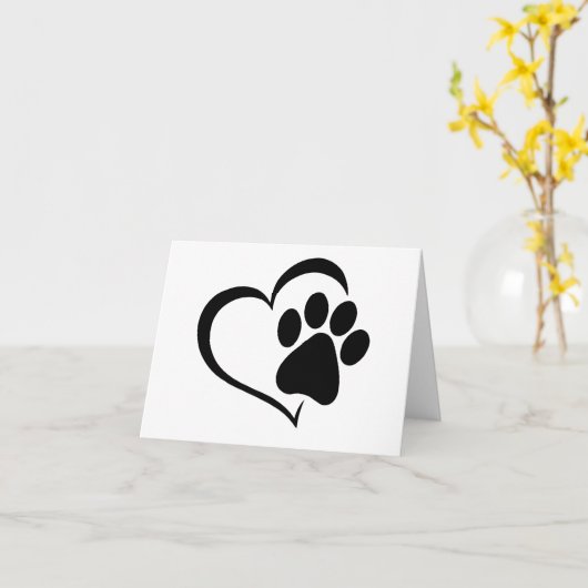 PawPrint met Heart Design BLANK Kaart (Gele Bloem)