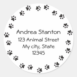 Pawprint rand adreslabel ronde sticker