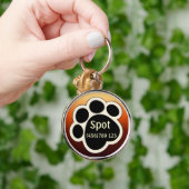 Pawprint Tan & Red Dog ID Label Sleutelhanger (Hand)