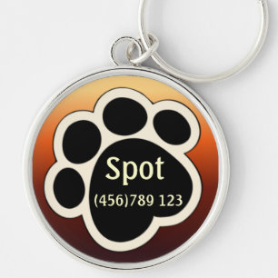 Pawprint Tan & Red Dog ID Label Sleutelhanger