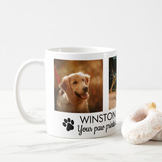 Pawprints Dog Memorial Photo Coffee Mok (Met donut)
