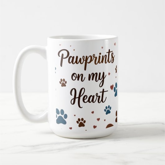 Pawprints on My Heart 15 oz Mug (Gauche)