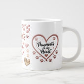 Pawprints op mijn hart - Jumbo Pet Lover Mok (Rechts)