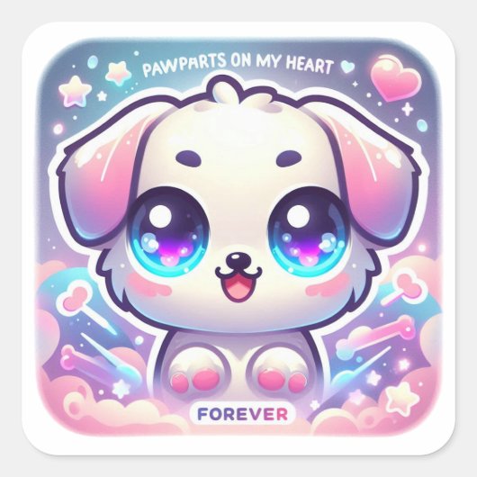 Pawprints op mijn hart puppy Schattige Pet Lover D Vierkante Sticker (Voorkant)
