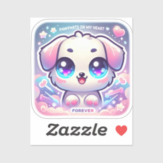 Pawprints op mijn hart vinyl Schattigee puppy huis Sticker
