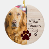 Pawprints op onze harten Gepersonaliseerde hond Me Keramisch Ornament (Achterkant)