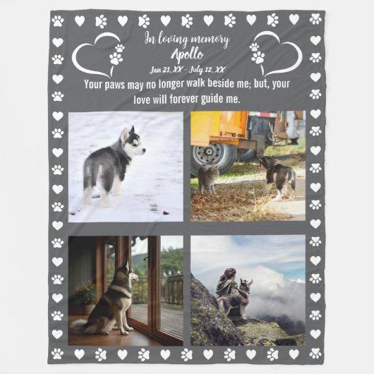 Pawprints van de liefde Foto Fleece Deken (Voorkant)