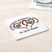 Pawprints Vierkante Kartonnen Onderzetter (Schuin)