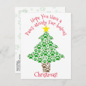 Paws-actief Fur-bulous Kerstmis Paw Prints Foto Feestdagenkaart (Voorkant / Achterkant)