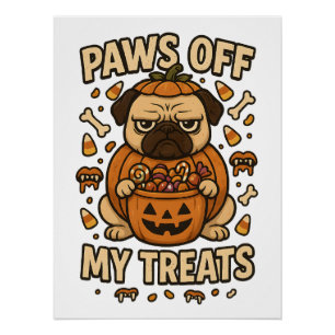 Paws Af Mijn Snoepjes Grumpy Pug Kostuum Snoep Perfect Poster