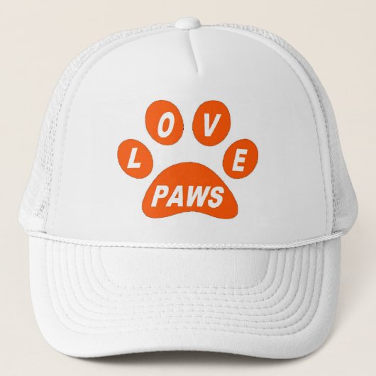 Paws Amour casquette sur Paws Orange (Devant)