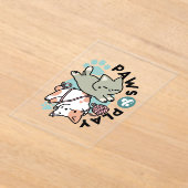 Paws and Play – Adorable Cat Illustration Acryl Uitnodigingen (Laagn)