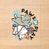 Paws and Play – Adorable Cat Illustration Acryl Uitnodigingen (Voorkant)