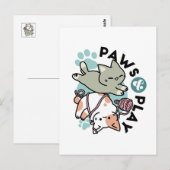 Paws and Play – Adorable Cat Illustration Briefkaart (Voorkant / Achterkant)