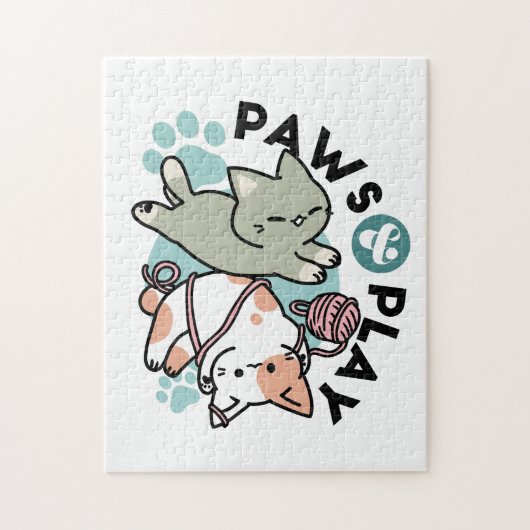 Paws and Play – Adorable Cat Illustration Legpuzzel (Verticaal)