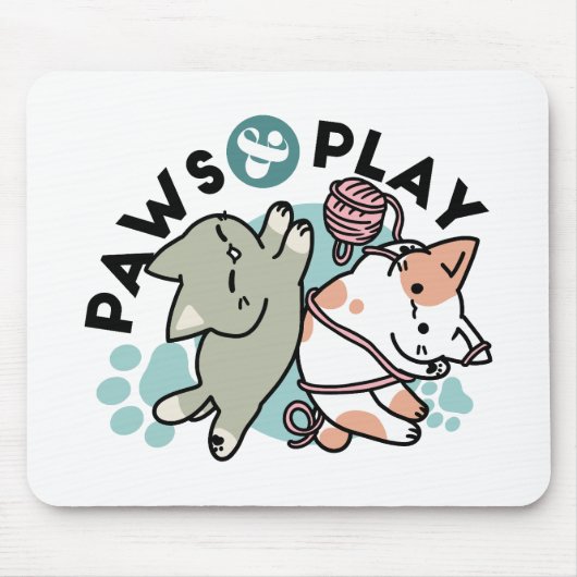 Paws and Play – Adorable Cat Illustration Muismat (Voorkant)