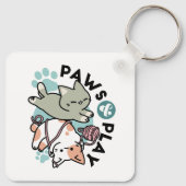 Paws and Play – Adorable Cat Illustration Sleutelhanger (Achterkant)