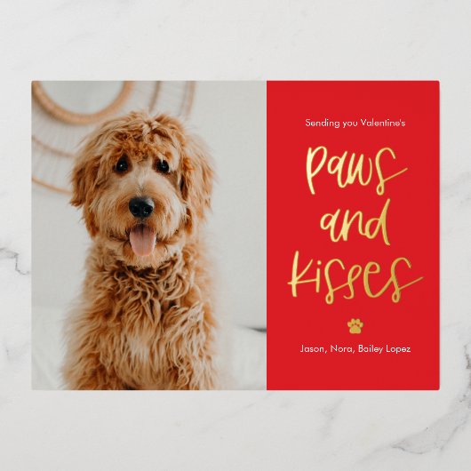 Paws Baisers Foil Carte postale de la Saint-Valent (Recto)