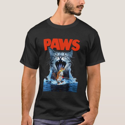 Paws Cat Lover Horror film Parody T shirt (Voorkant)