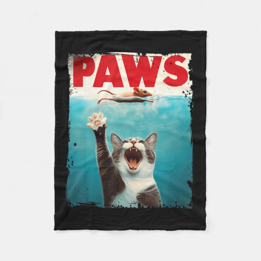 Paws Cat Mouse Parodie Cat Shark Chasing Muis Kitt Fleece Deken (Voorkant)