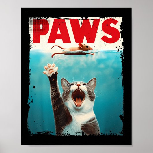 Paws Cat Mouse Parodie Cat Shark Chasing Muis Kitt Poster (Voorkant)