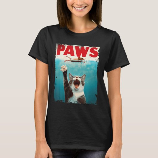 Paws Cat Mouse Parodie Cat Shark Chasing Muis Kitt T-shirt (Voorkant)