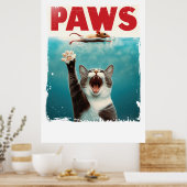 PAWS Cat Mouse Parodie op het Jaws Movie Poster (Keuken)