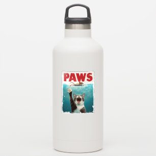 PAWS Cat Mouse Parodie op het Jaws Movie Poster Sticker