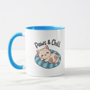 Paws & Chill Kat Slapende Illustratie Cartoon Mok